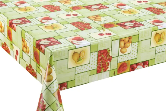 Nappe de table personnalisée en PVC avec support non tissé Nappe de conception de fruits en vinyle